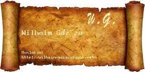 Wilheim Géza névjegykártya