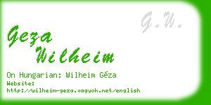 geza wilheim business card